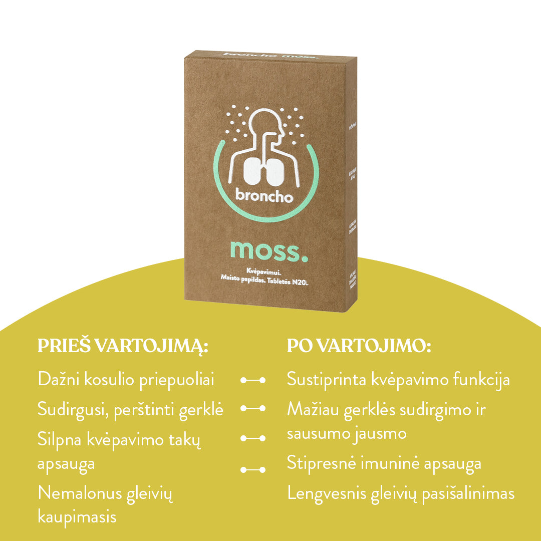 BronchoMoss tabletės kvėpavimo takams (20 vnt.)