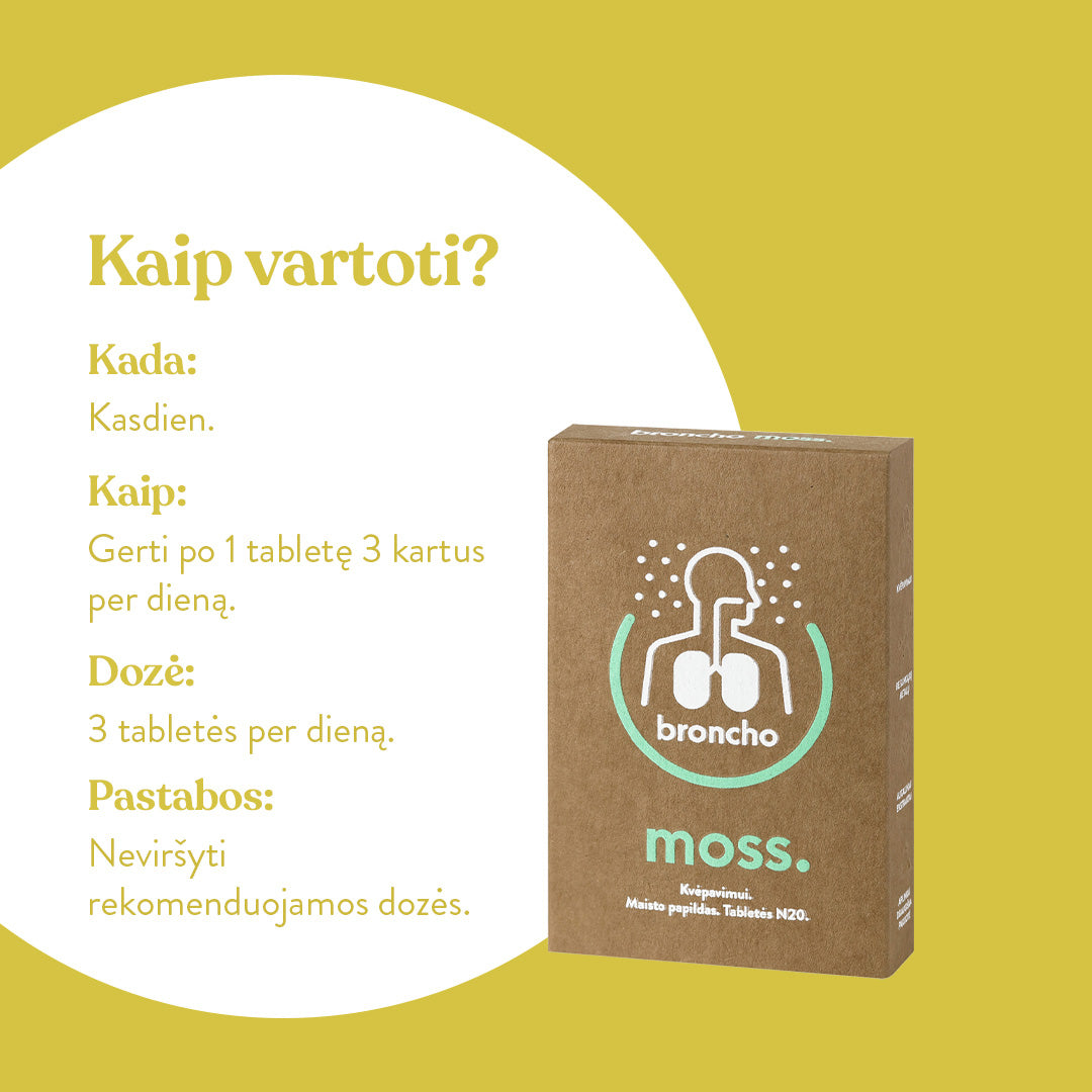 BronchoMoss tabletės kvėpavimo takams (20 vnt.)