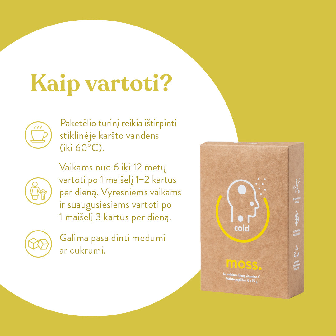 ColdMoss paketėliai su imbieru ir vitaminu C (6 vnt.)