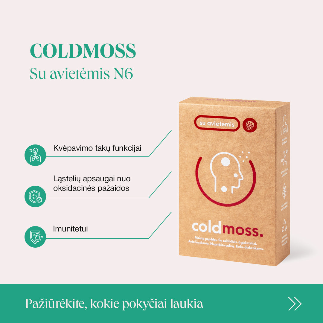 ColdMoss paketėliai su avietėmis ir vitaminu C (6vnt.)