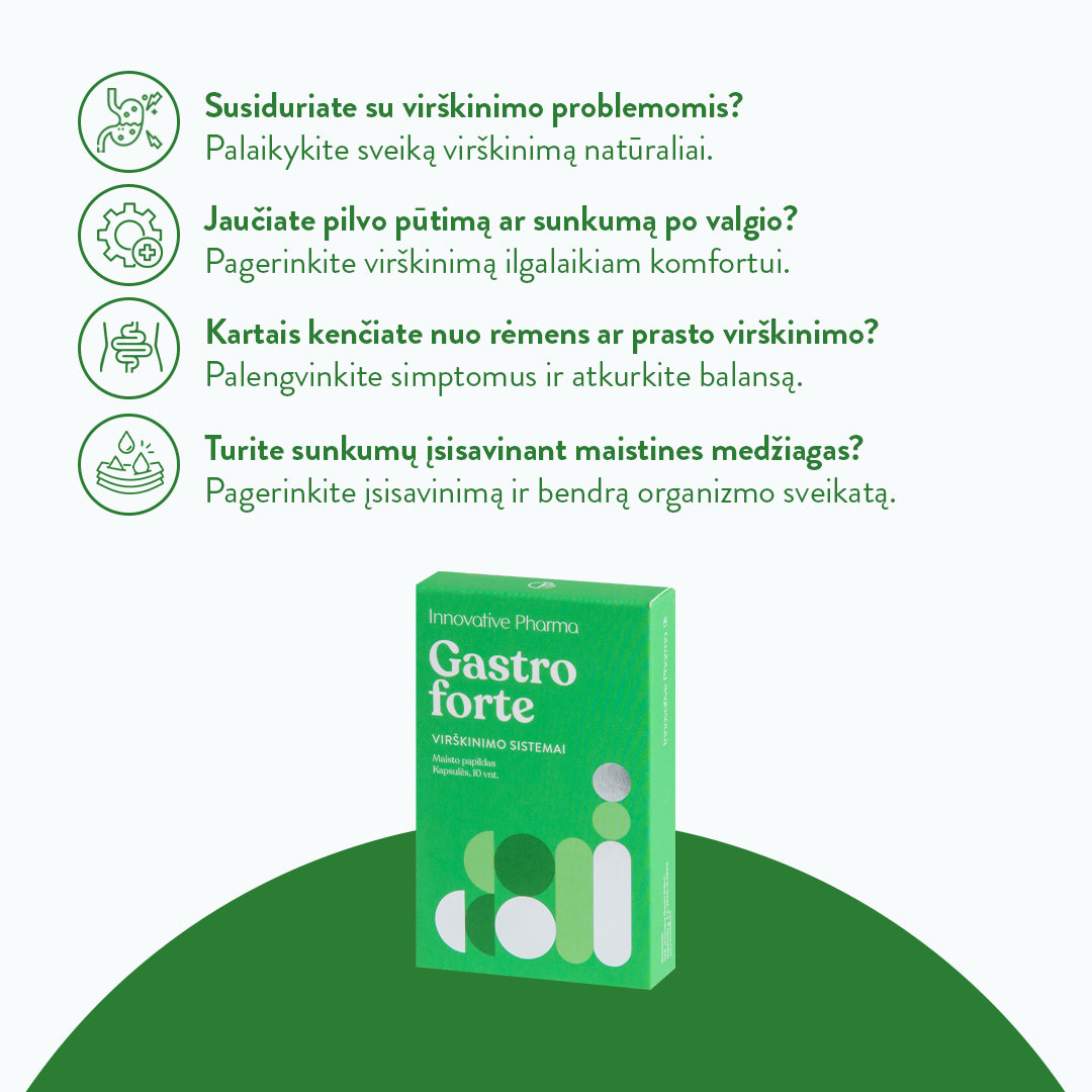 Gastro forte kapsulės virškinimo sistemai (10 vnt.)