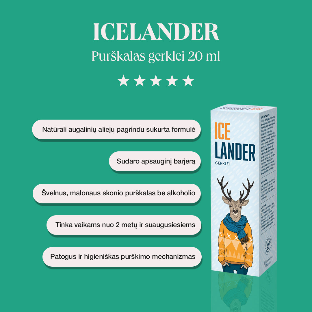 Icelander purškalas skaudančiai gerklei (20 ml)