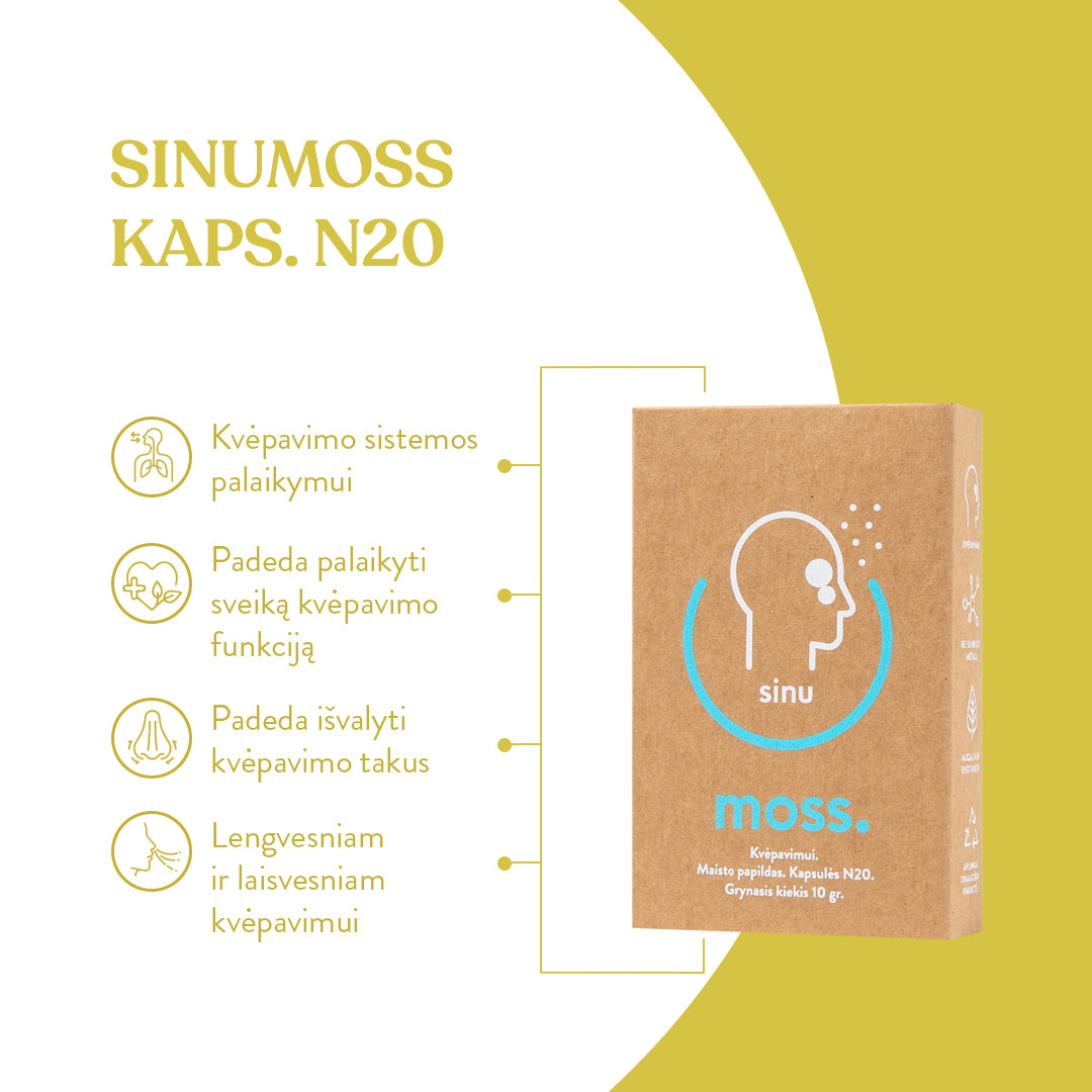 SinuMoss kapsulės kvėpavimo takams (20 vnt.)