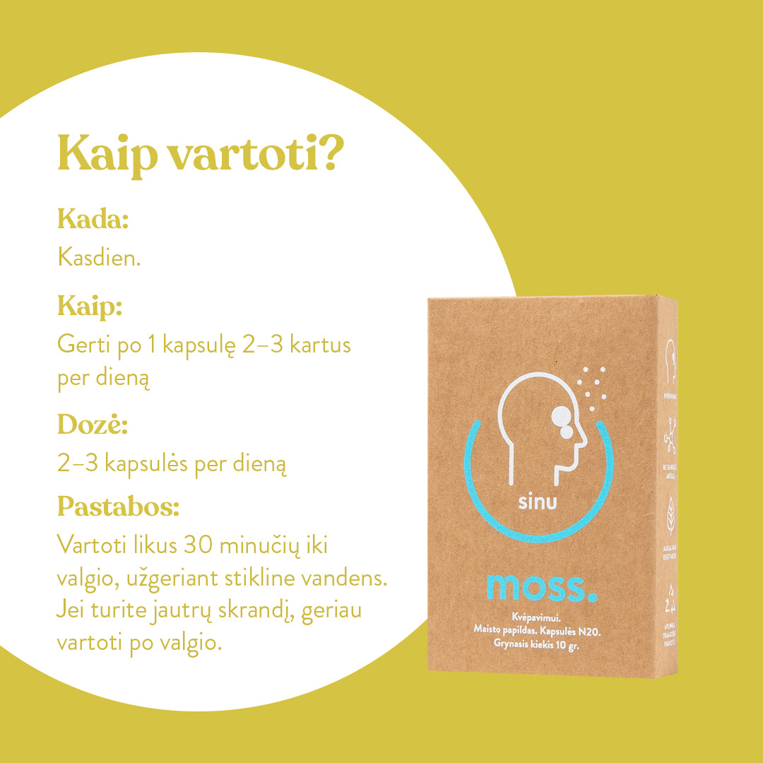 SinuMoss kapsulės kvėpavimo takams (20 vnt.)