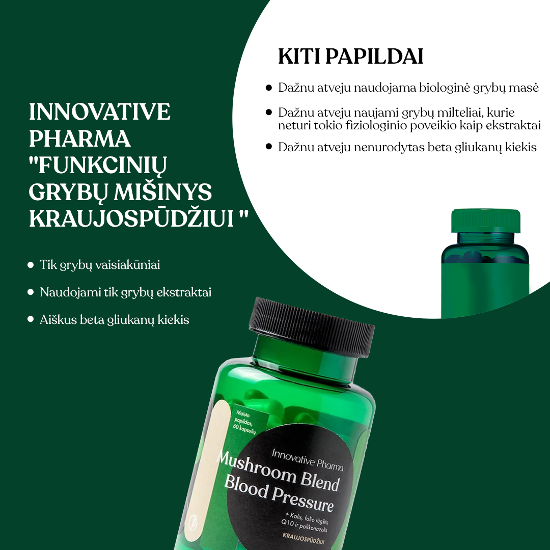 Funkcinių grybų mišinys KRAUJOSPŪDŽIUI (60 kaps.)