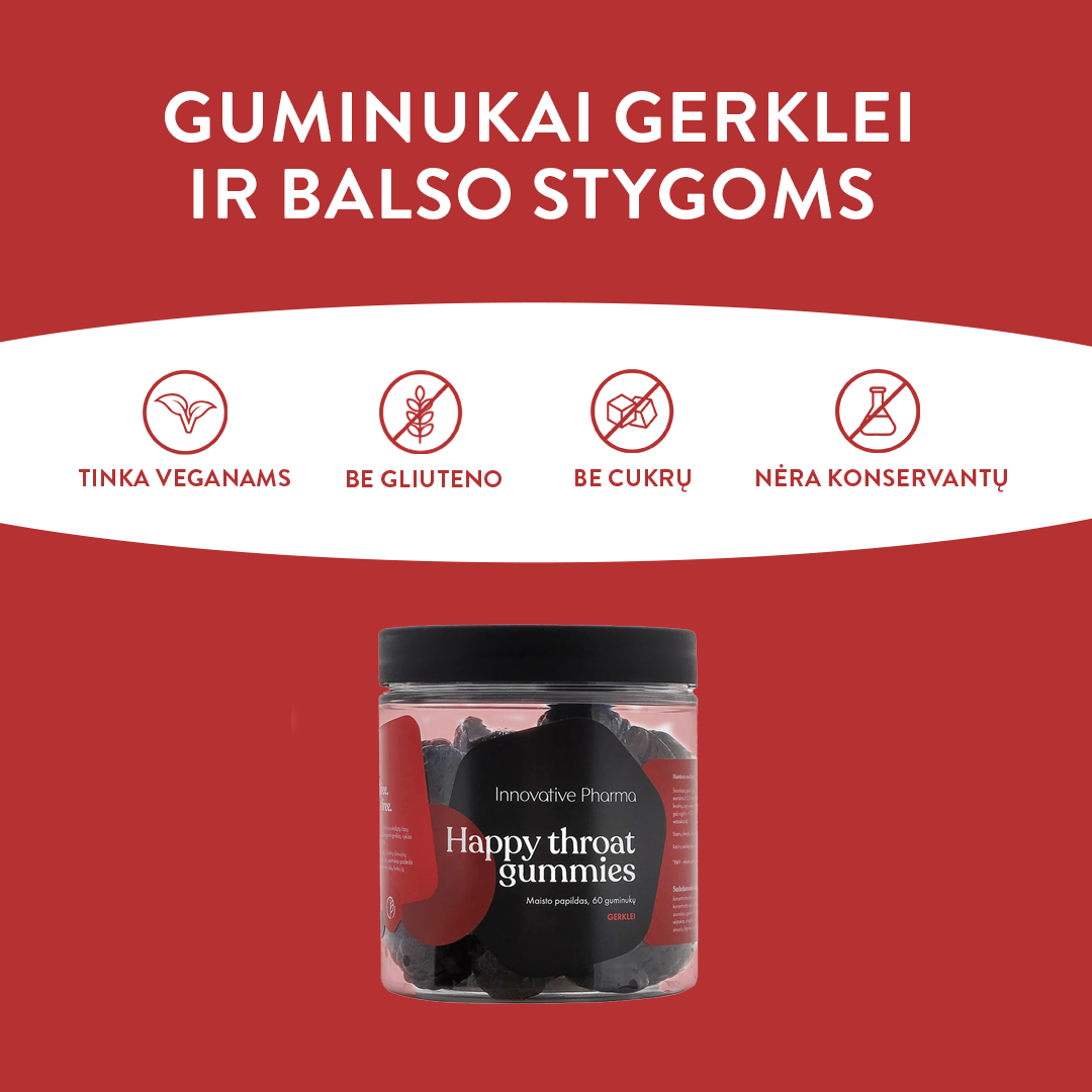 Guminukai gerklei ir balso stygoms (60 guminukų)