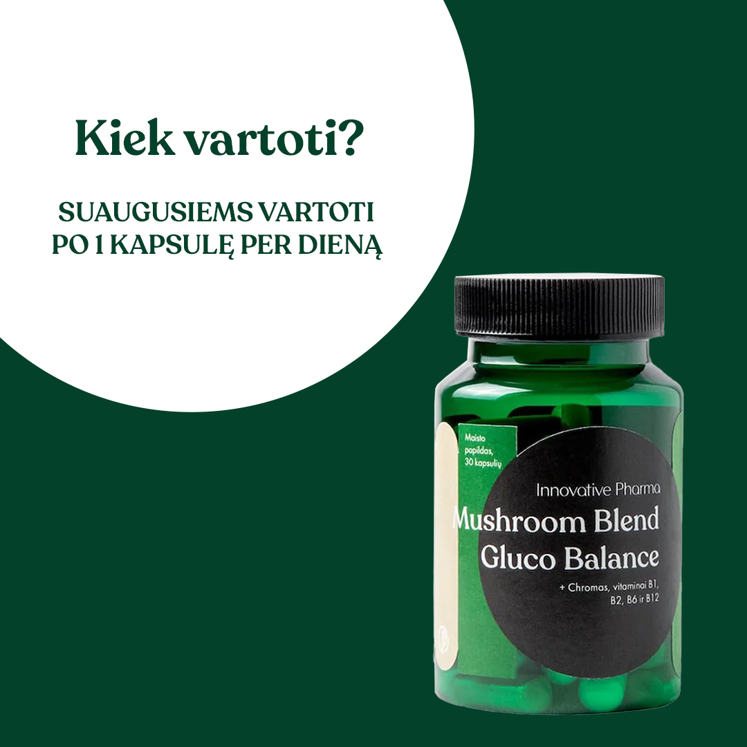 Funkcinių grybų mišinys GLIUKOZĖS BALANSUI (30 kaps.)