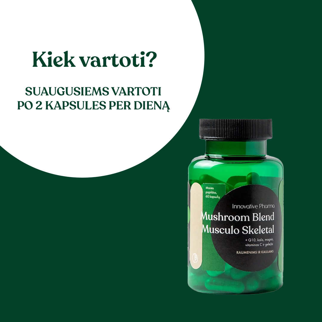 Funkcinių grybų mišinys RAUMENIMS IR KAULAMS (60 kaps.)