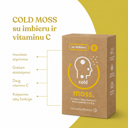 ColdMoss maisto papildas milteliais su imbieru ir vitaminu C (6 vnt.)