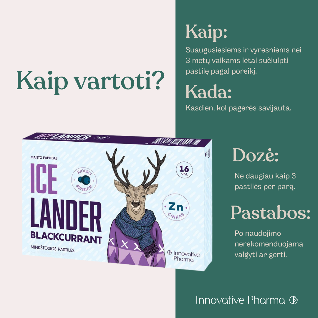 Icelander pastilės juodųjų serbentų skonio (16 vnt.)