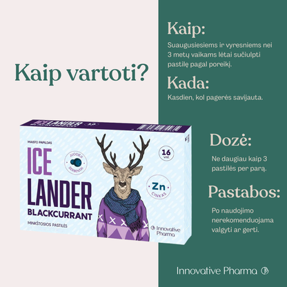 Icelander pastilės juodųjų serbentų skonio (16 vnt.)