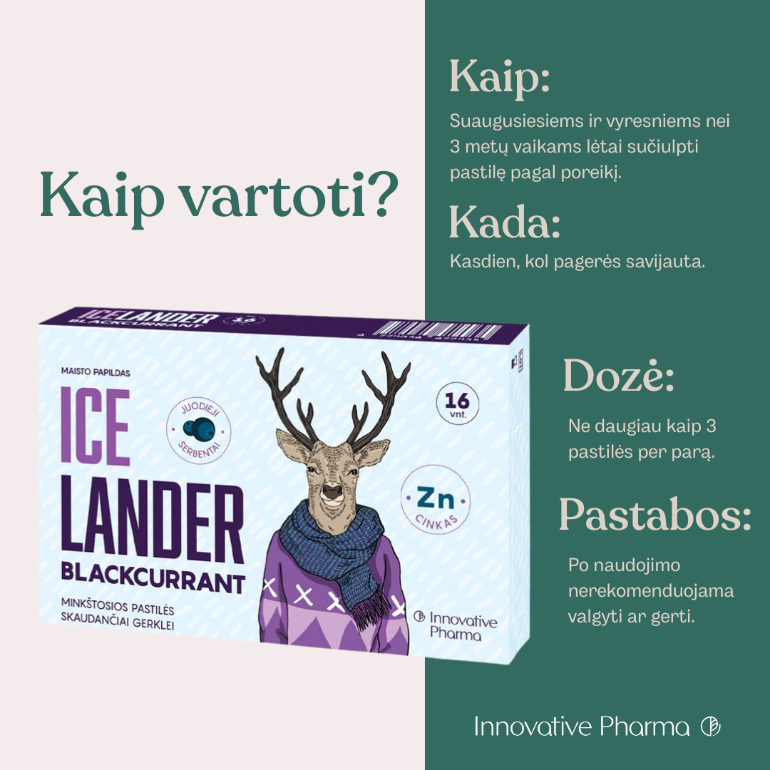 Icelander pastilės juodųjų serbentų skonio (16 vnt.)