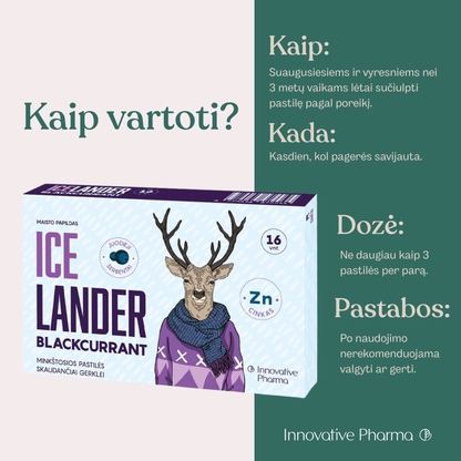 Icelander pastilės juodųjų serbentų skonio (16 vnt.)