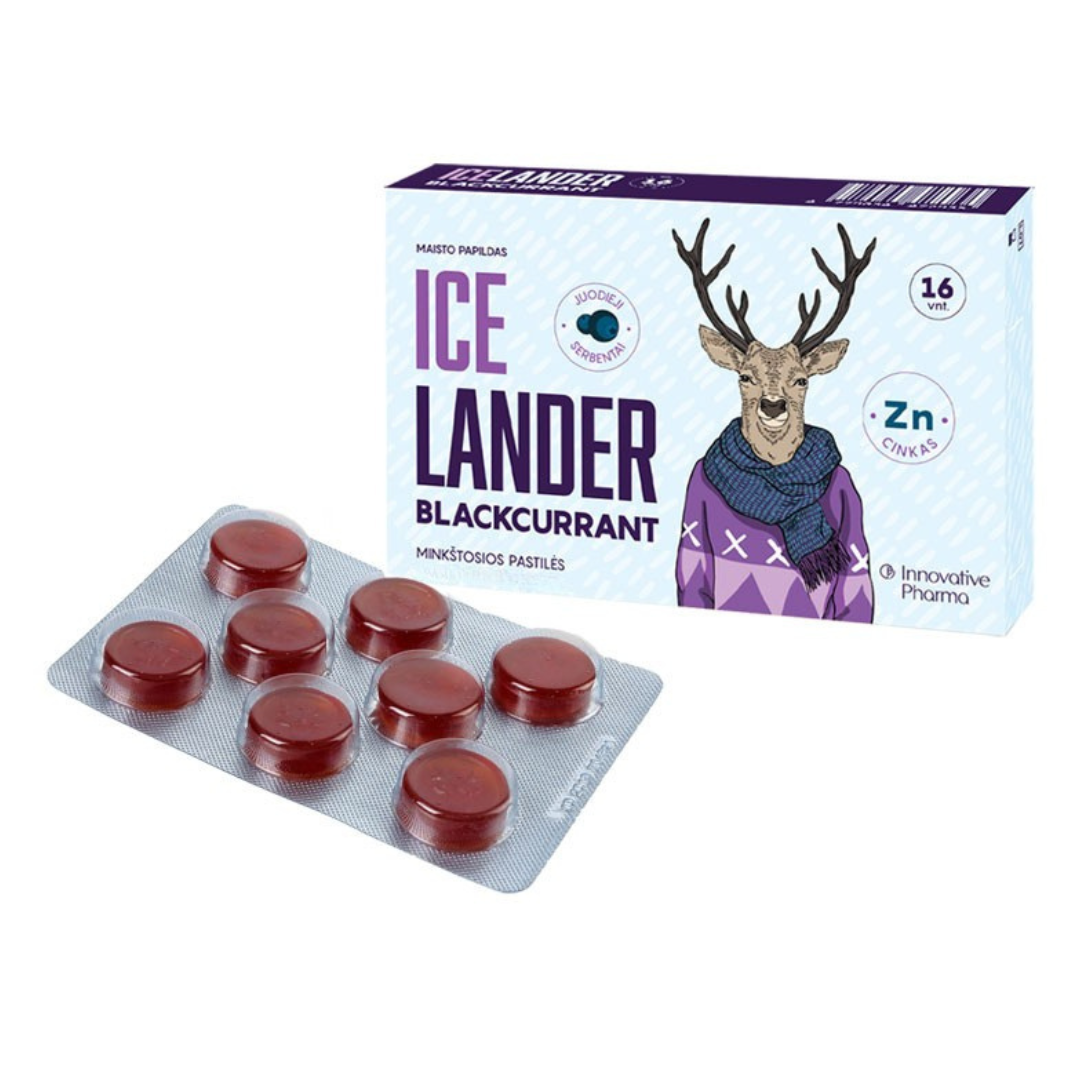 Icelander pastilės juodųjų serbentų skonio (16 vnt.)