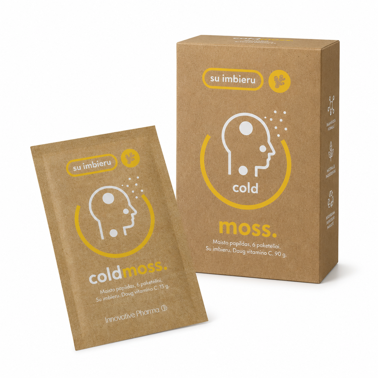 ColdMoss maisto papildas milteliais su imbieru ir vitaminu C (6 vnt.)
