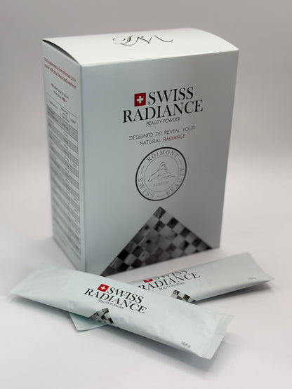 Swiss Radiance milteliai grožio gėrimui su išskirtiniais šveicariškais ekstraktais, vitaminais ir 5000 mg jūrinio kolageno (15 vnt.)