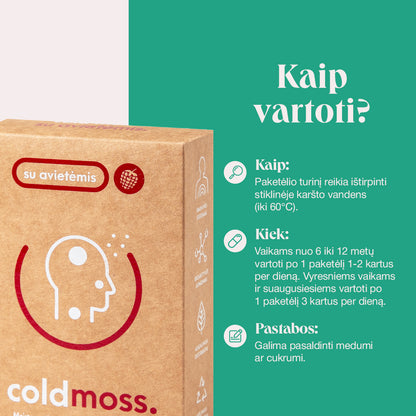 ColdMoss paketėliai su avietėmis ir vitaminu C (6vnt.)