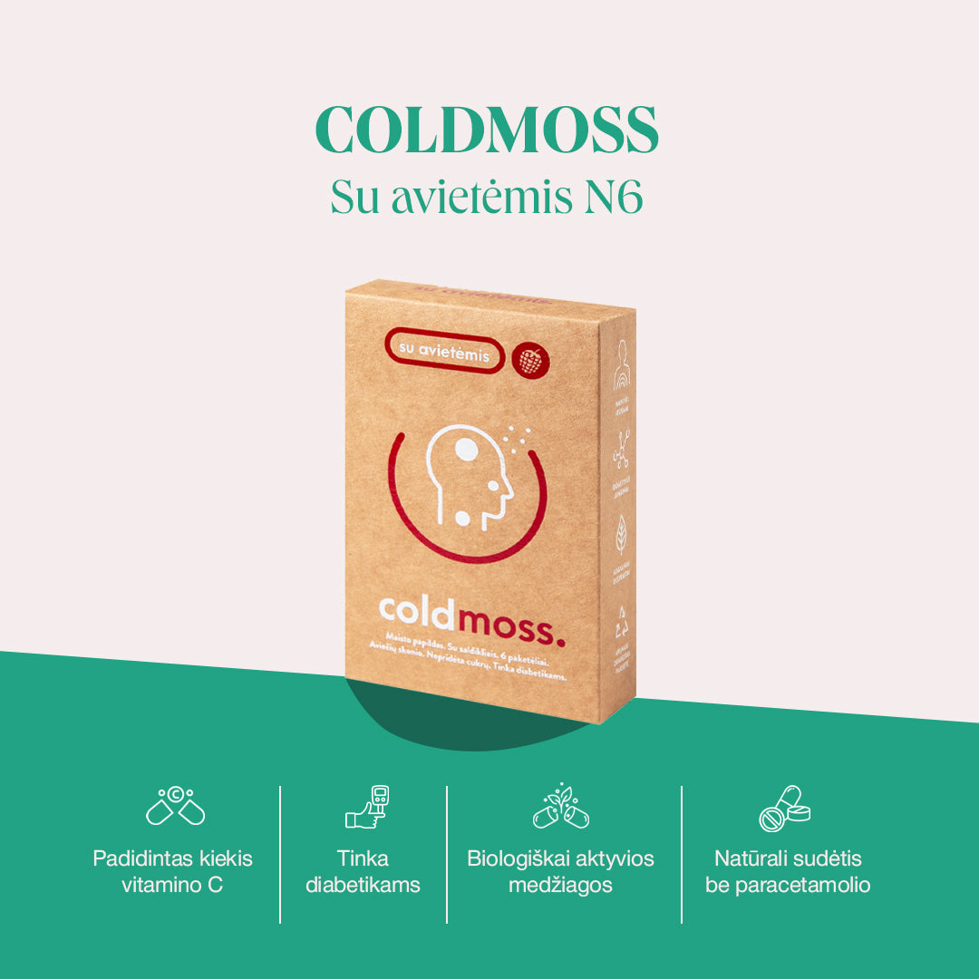 ColdMoss paketėliai su avietėmis ir vitaminu C (6vnt.)