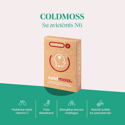ColdMoss paketėliai su avietėmis ir vitaminu C (6vnt.)