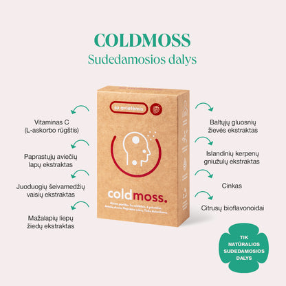 ColdMoss paketėliai su avietėmis ir vitaminu C (6vnt.)