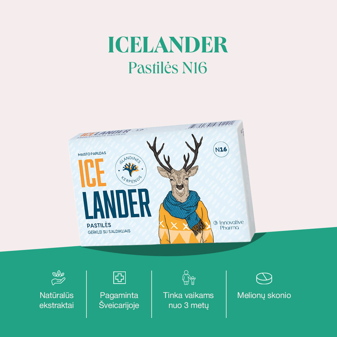 Icelander pastilės skaudančiai gerklei (16 vnt.)