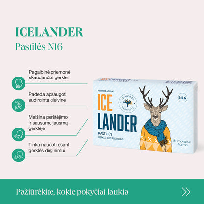 Icelander pastilės skaudančiai gerklei (16 vnt.)